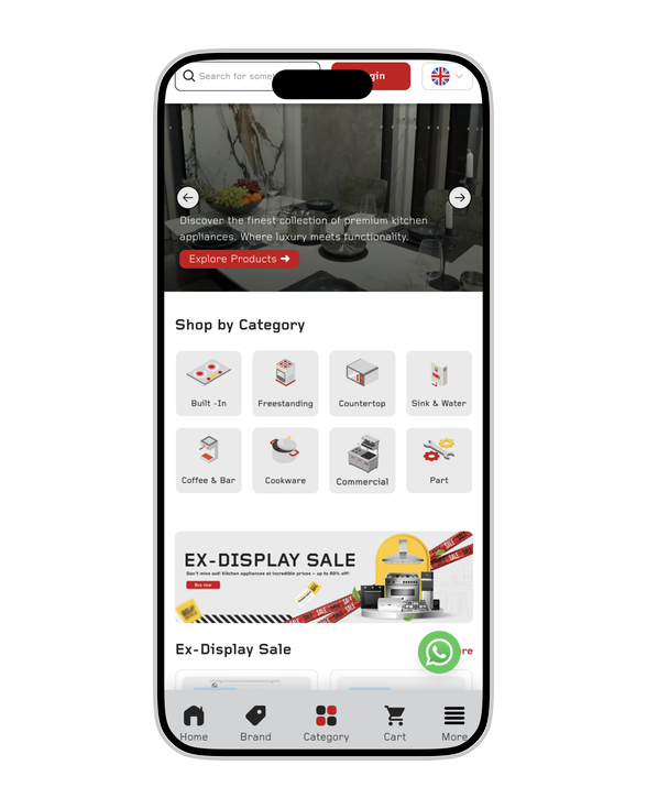 Toko daring peralatan dapur KitchenArt pada perangkat mobile